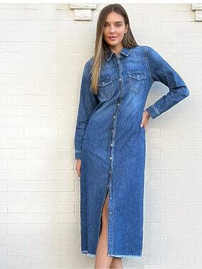 NWOT Wash Lab Denim Maxi Shirtdress
